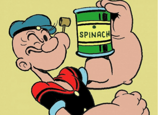 Popeye con bote de espinacas