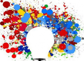 bombilla y colores creativos